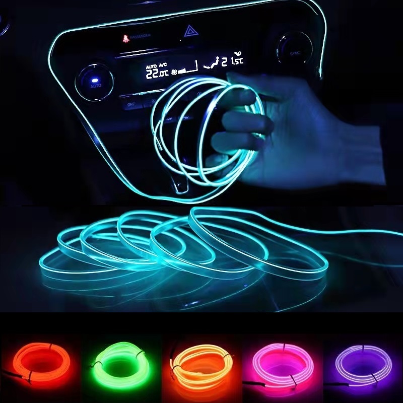 Led El Wire - 10m/3m/5m ネオンLED車内照明ストリップ オートLEDストリップガーランド ELワイヤーロープ 車装飾ランプ フレキシブルチューブ