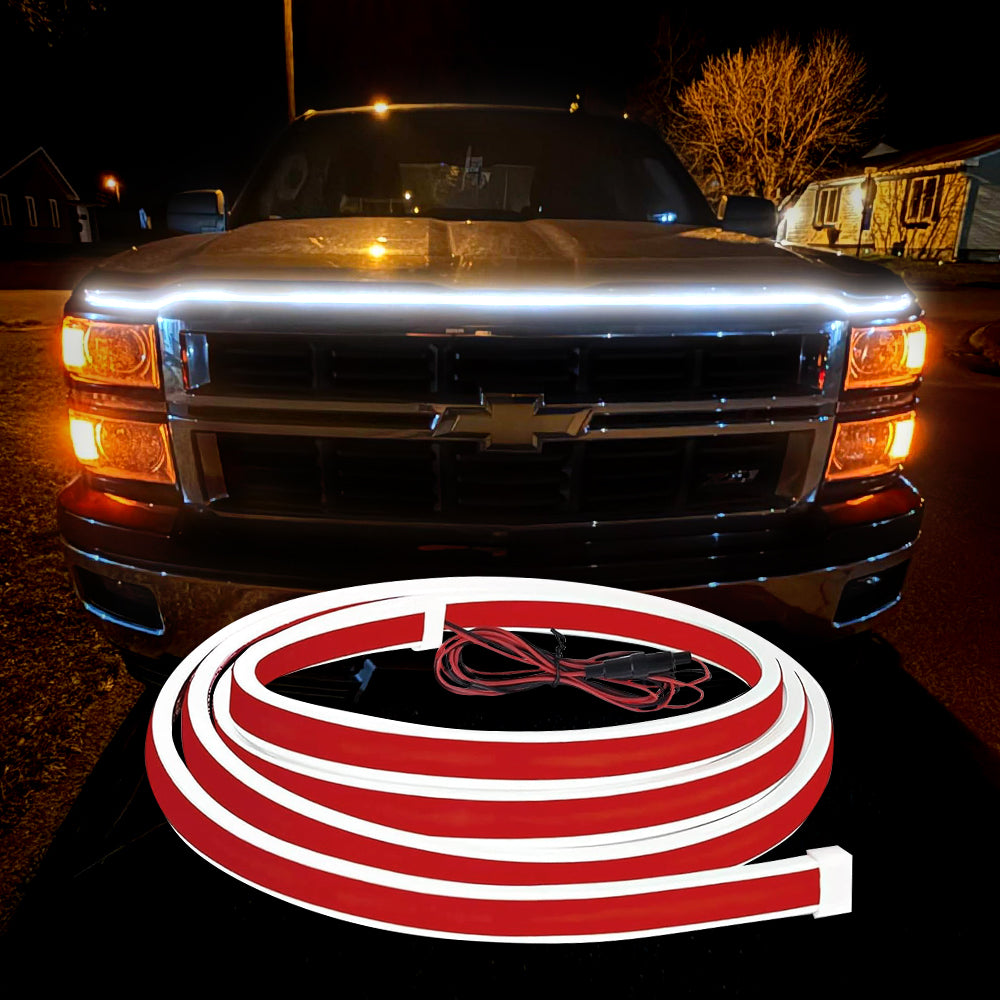 Led El Wire - 71インチ ホワイト ダイナミックスキャン トラックフード LEDライトストリップ 防水シリコンPVC