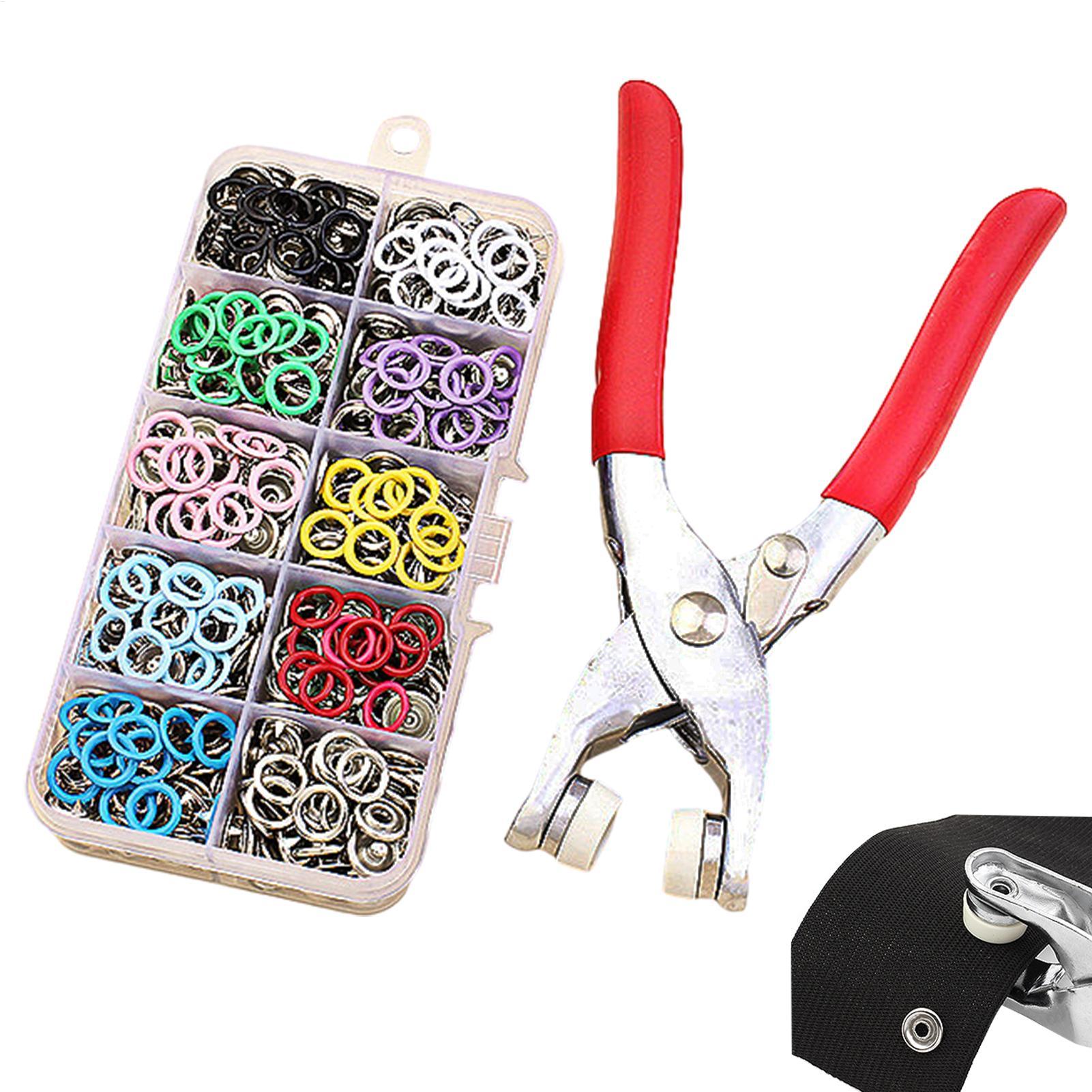 Snap Fastener Set - 衣料用ボタンキット 5爪金属製プレスツール バックルボタンキット レザー、帽子、シャツ、ジャケット、パンツ、バッグ、財布用ファスナー付き