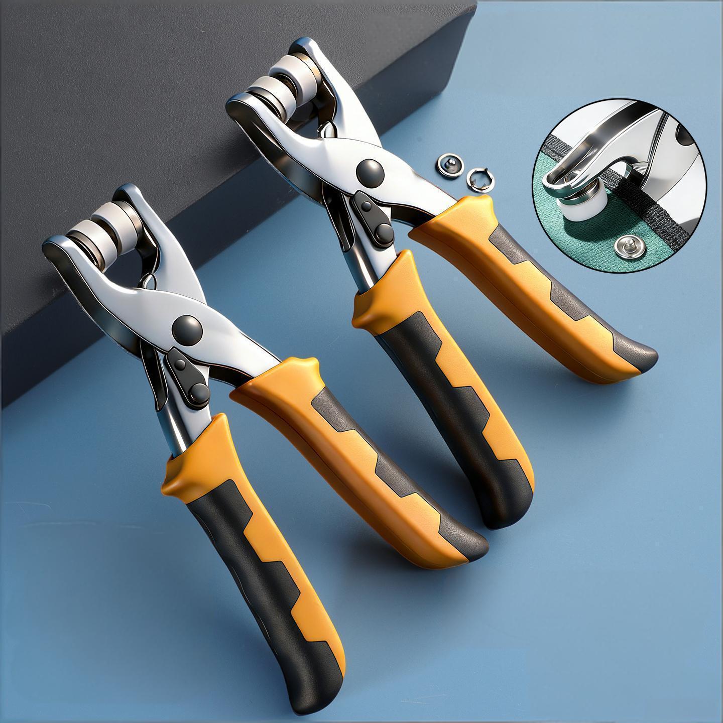 Snap Fastener Set - 手持ち式スナップファスナープライヤーセット 5本爪アイレットグロメット取り付けツールキット DIY用 衣類 バッグ レザー
