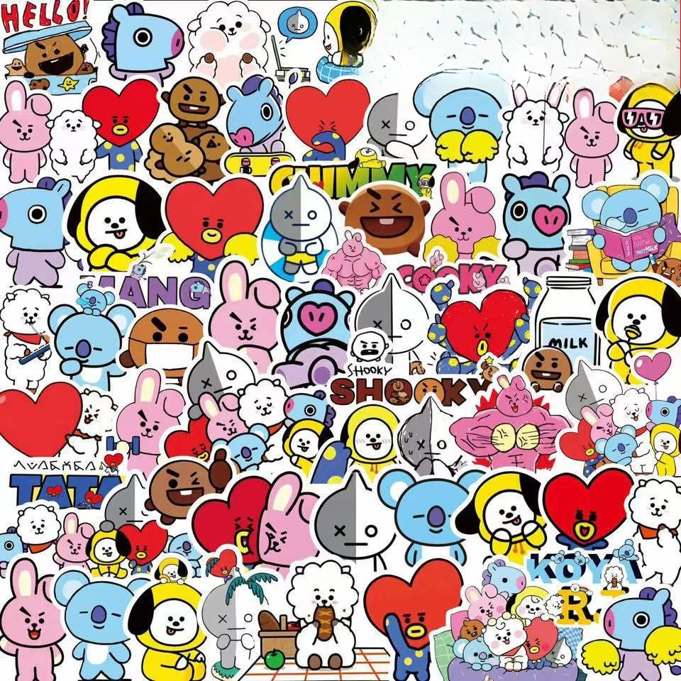 かわいい BT21 ステッカー スーツケース ノートパソコン - Evoker Cosplay Prop のレビューと価格