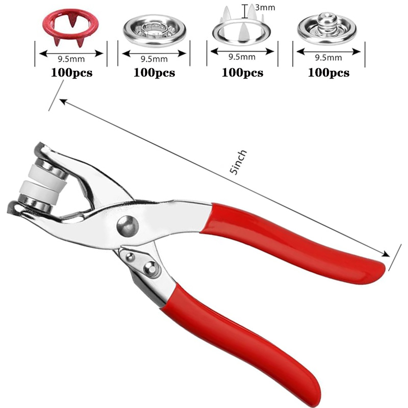 100 セットスナッププライヤー自動グロメットアイレットプラ - Snap Fastener Set のレビューと価格