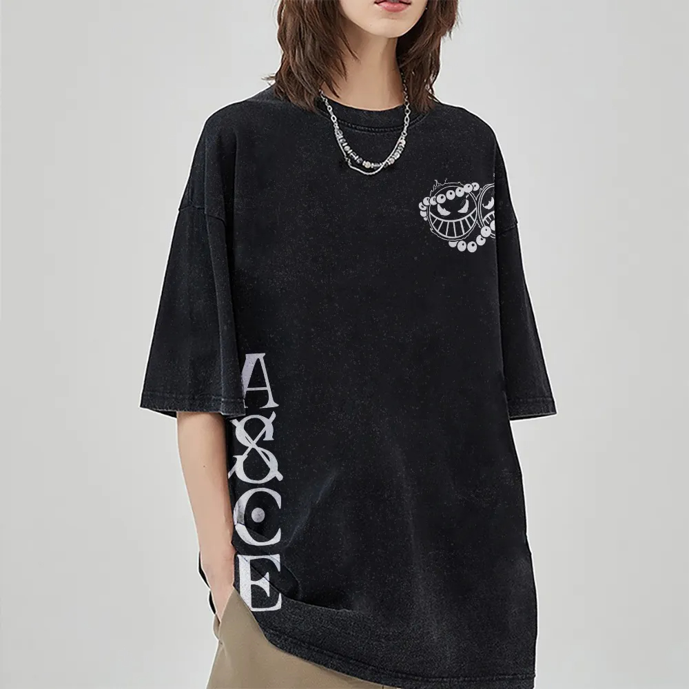 ワンピース エース 火の元素 レトロ ウォッシュド Tシャツ - Cosplay Flame Prop のレビューと価格