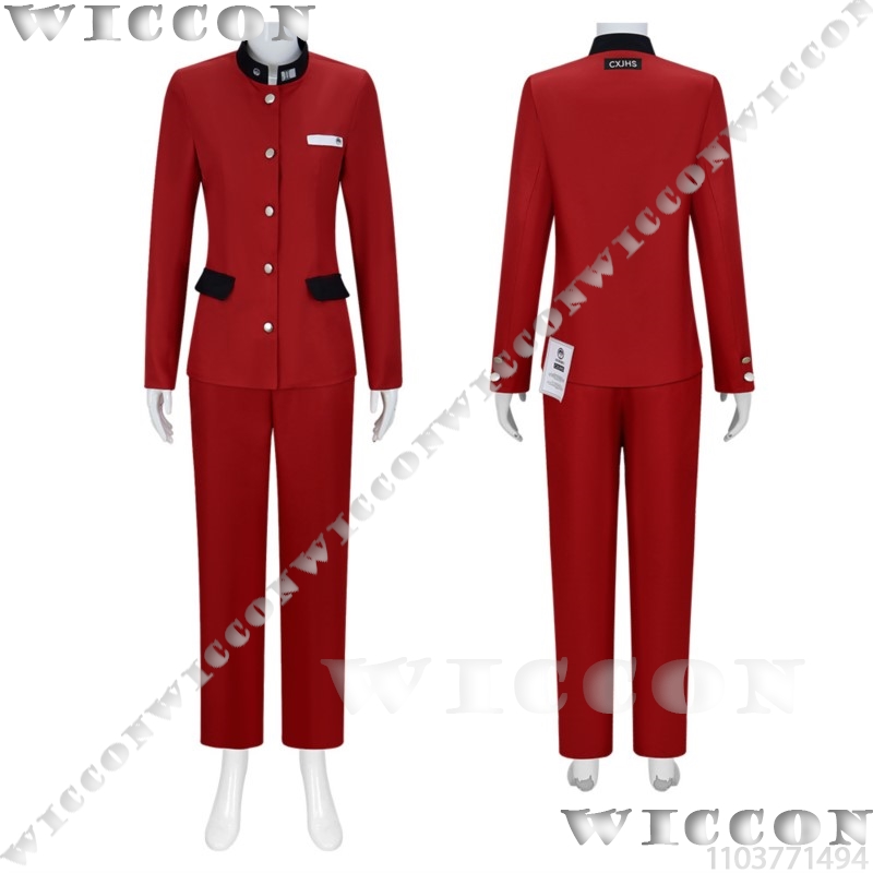 ツクモ今百ゲームコスプレライン赤い学校制服学生スーツ紫色のか - Prop Para Cosplay のレビューと価格