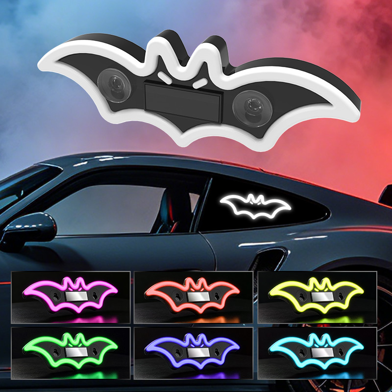 コウモリ柄の車用LEDカラフル三角窓ソーラー装飾ライト。配線 - Led El Wire のレビューと価格