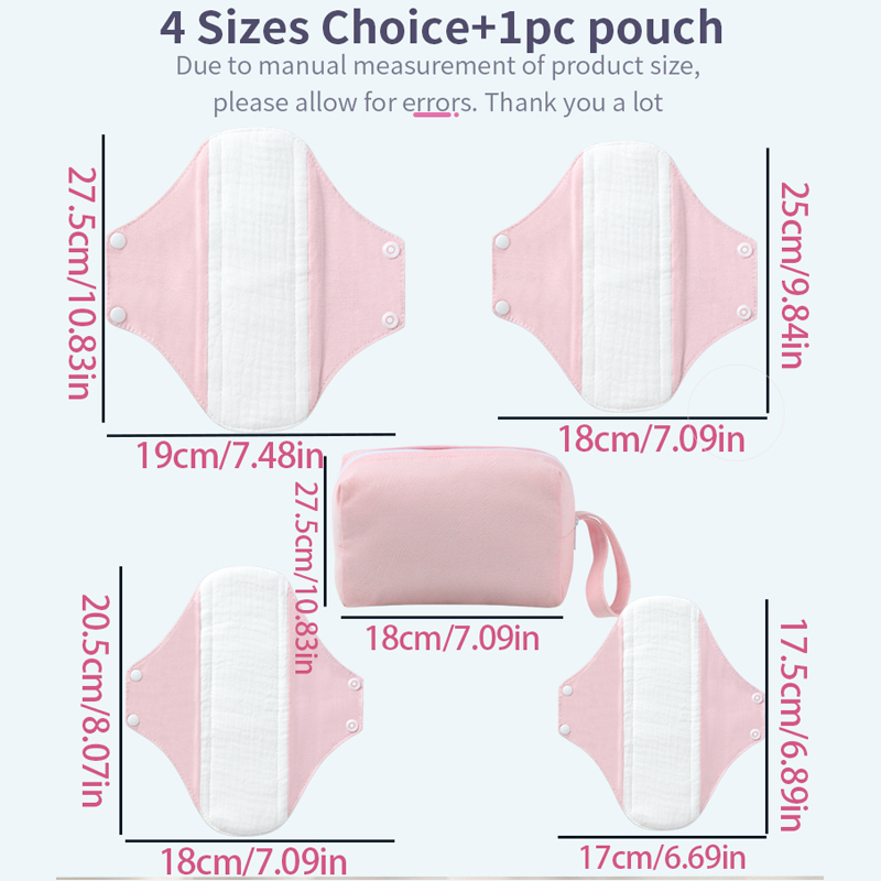 5枚セット 洗濯可能で再利用可能な布製生理用ナプキン ソフト - Snap Fastener Set のレビューと価格